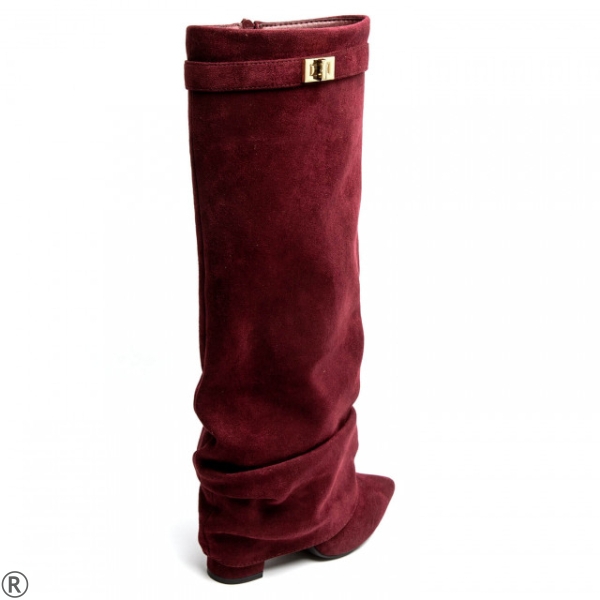 Стилни ботуши на ток в цвят бордо- Irina Burgundy 10681