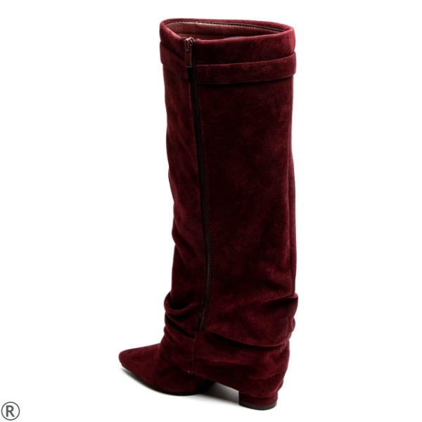 Стилни ботуши на ток в цвят бордо- Irina Burgundy 10681