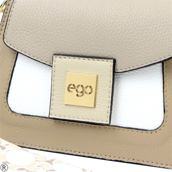 Бежова дамска чанта от естествена кожа- EGO Beige 10970