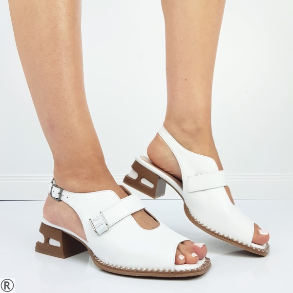 Бели дамски сандали от естествена кожа- Keila White 10576