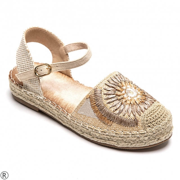 Бежови равни еспадрили с цвете- Steisi Beige 11004