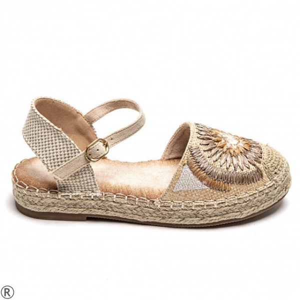 Бежови равни еспадрили с цвете- Steisi Beige 11004