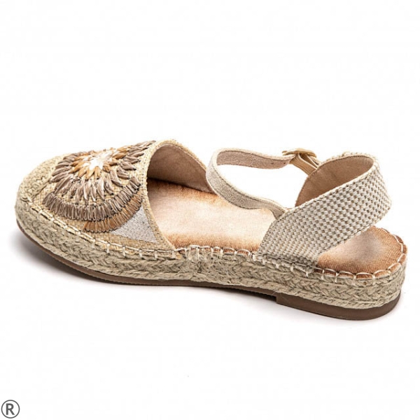 Бежови равни еспадрили с цвете- Steisi Beige 11004