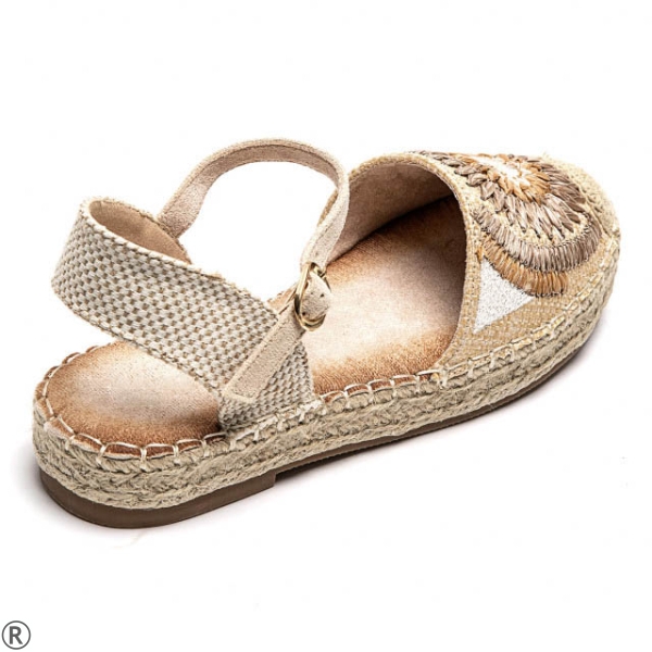 Бежови равни еспадрили с цвете- Steisi Beige 11004