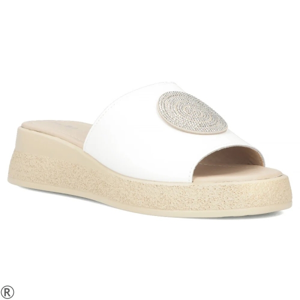 Бели чехли на платформа естествена кожа - Elena White 11008