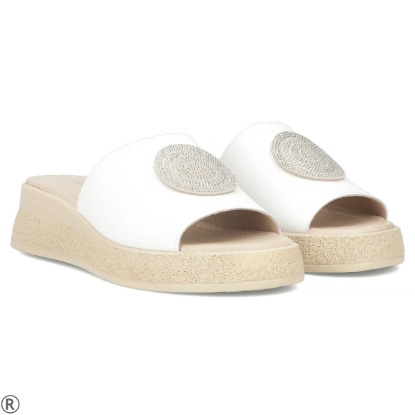 Бели чехли на платформа естествена кожа - Elena White 11008