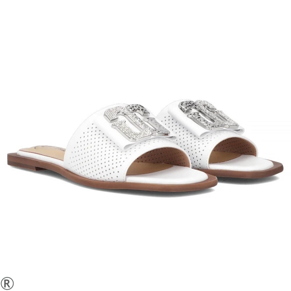 Бели чехли от естествена кожа- Frida White 11009