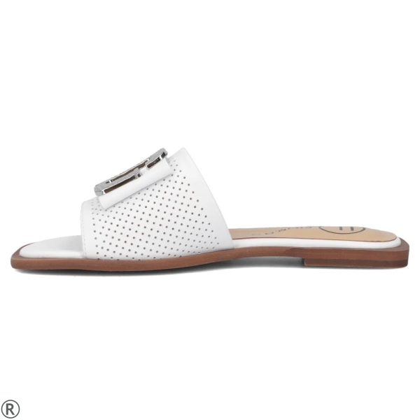 Бели чехли от естествена кожа- Frida White 11009