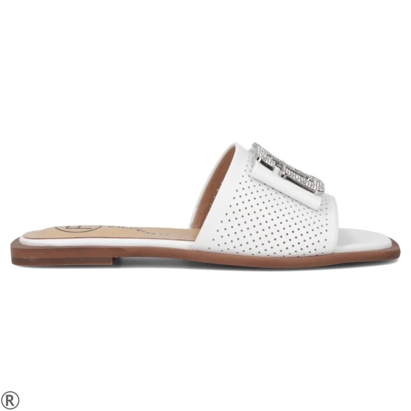 Бели чехли от естествена кожа- Frida White 11009