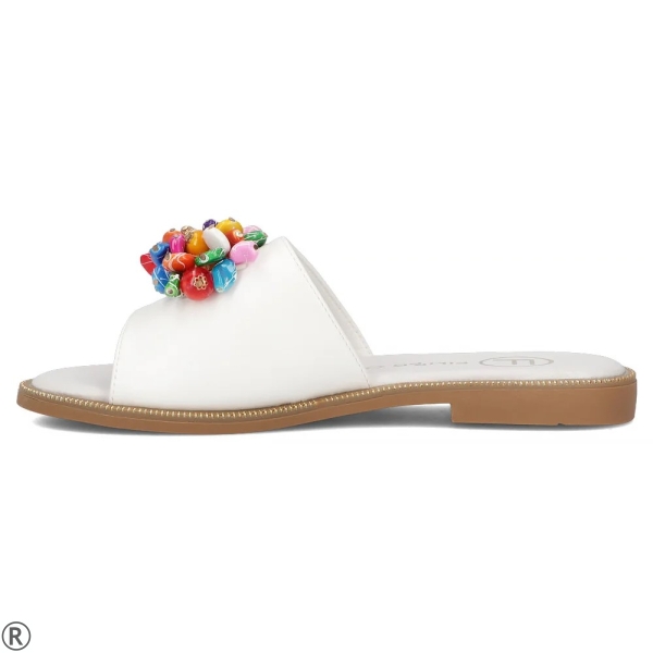 Бели равни чехли с камъни- Dara White 11011