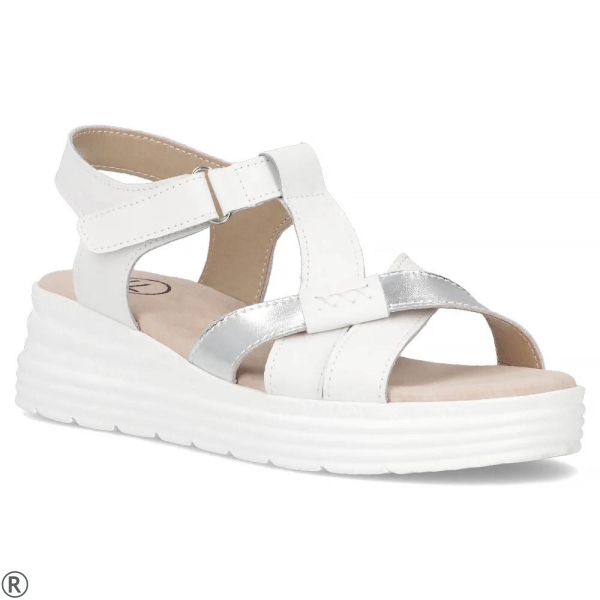 Бели сандали от естествена кожа на платформа- Amanda White 11012