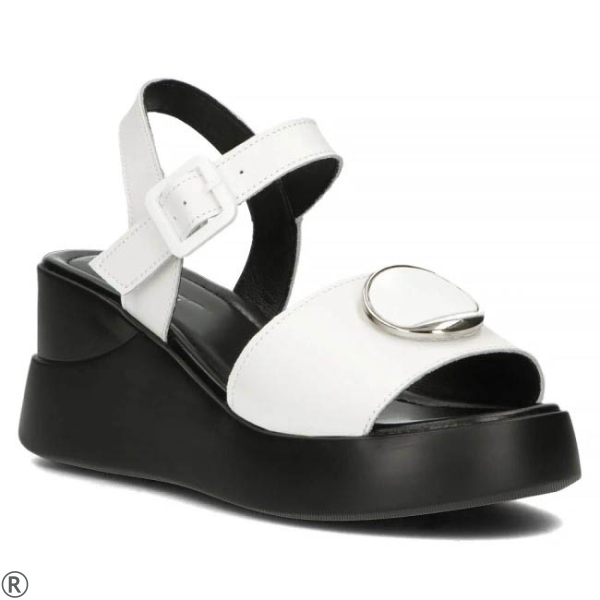 Бели сандали на платформа от естествена кожа- Jaklin White 11013