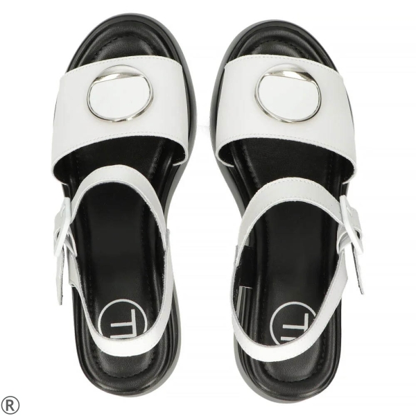 Бели сандали на платформа от естествена кожа- Jaklin White 11013