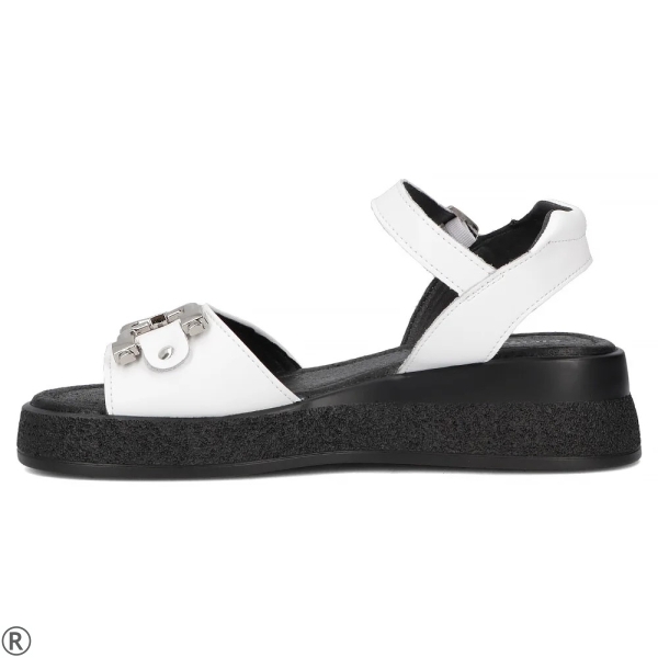 Дамски сандали на платформа от естествена кожа- Greta White 11014