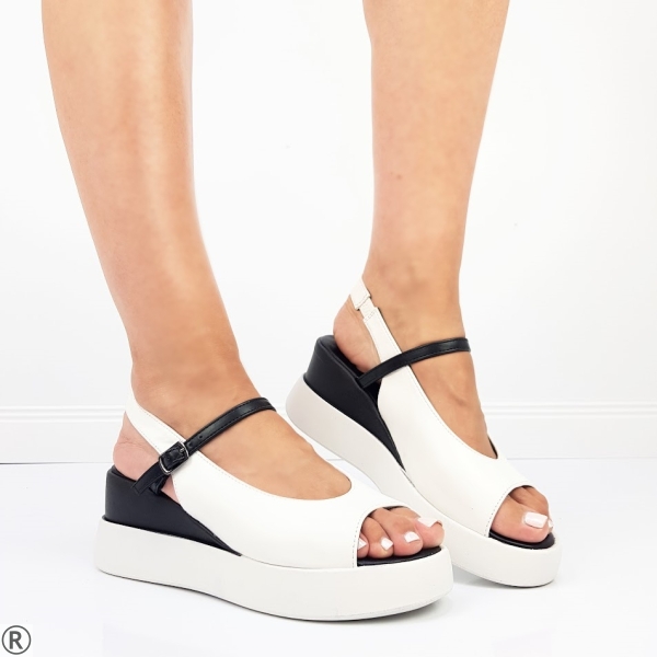 Бели сандали на платформа- Mira White 10674