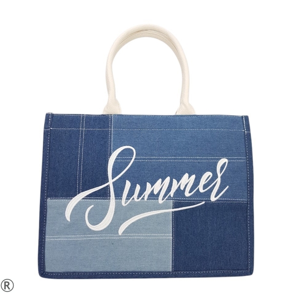 Голяма дънкова чанта- Zara White 11029