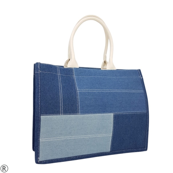 Голяма дънкова чанта- Zara White 11029