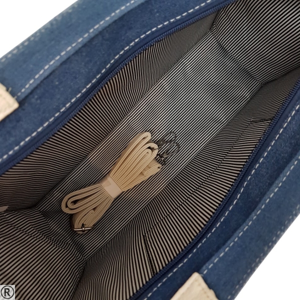 Голяма дънкова чанта- Zara White 11029