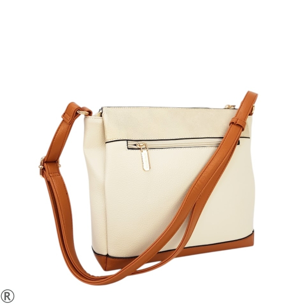 Цветна чанта с дълга дръжка- Sindi Beige 11040