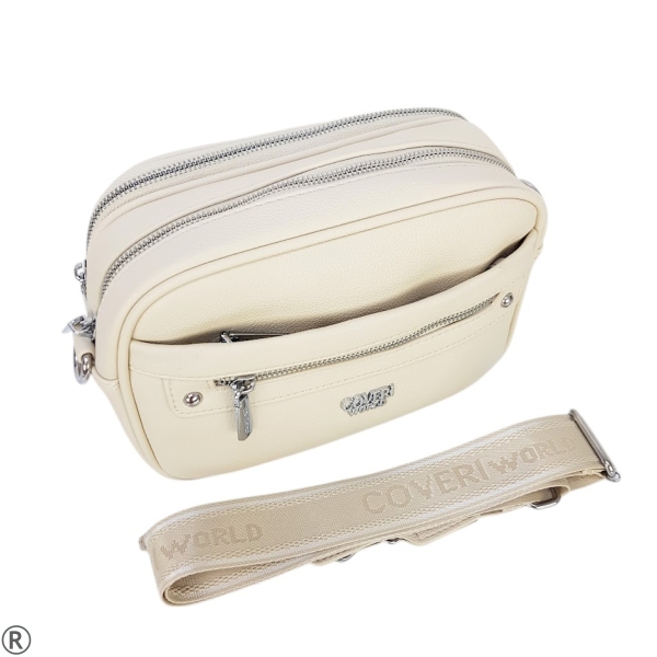 Бежова чанта с дълга дръжка за рамо- Coveri beige 11042