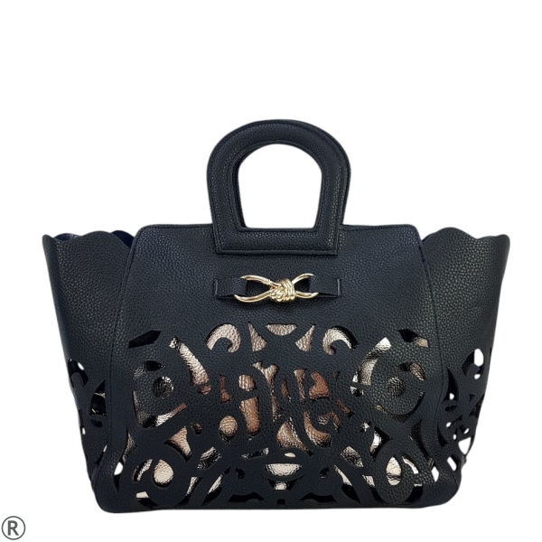 Черни обувки на широк ток с камъни- Steisi Black 10286