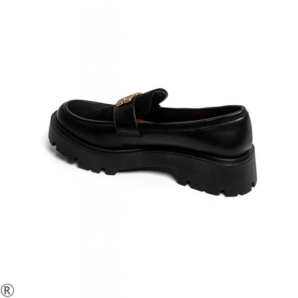 Черни дамски мокасини- Sisi Black 11077