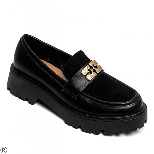 Черни дамски мокасини- Sisi Black 11077