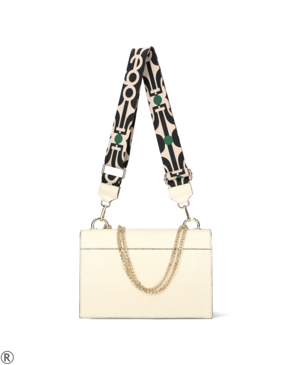 Бяла дамска чанта от естествена кожа- EGO 11092