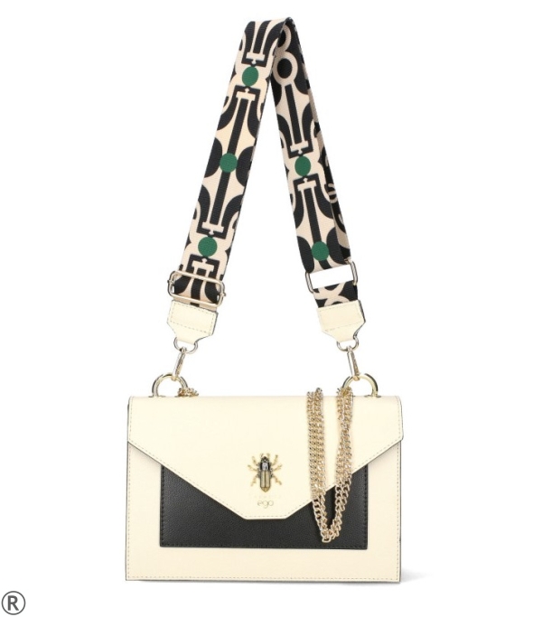 Бяла дамска чанта от естествена кожа- EGO 11092