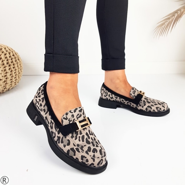 Дамски леопардови мокасини- Serina Beige 11090