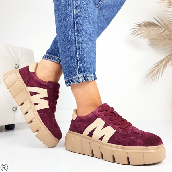 Кецове от естествен велур на платформа- Vera 11089