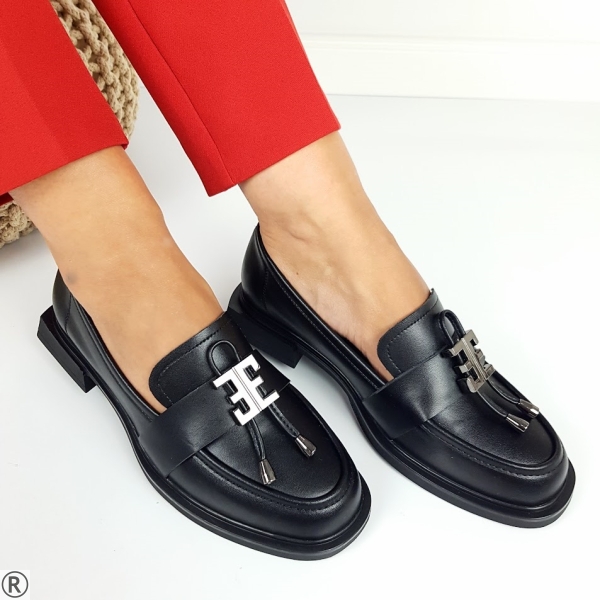 Черни мокасини от естествена кожа- Tara Black 11111