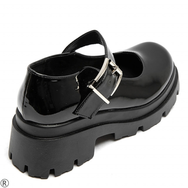 Черни лачени обувки на ток и платформа- Greis Black 11115