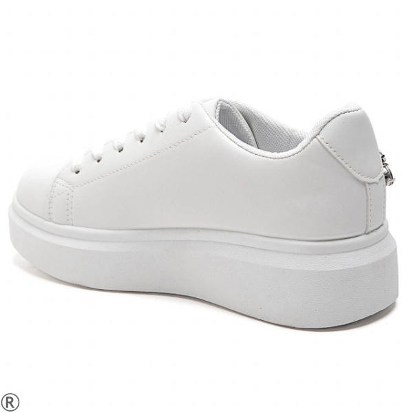 Бели кецове с камъни- Rene White 11116