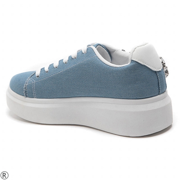 Дънкови дамски кецове с камъни- Rene Blue 11125