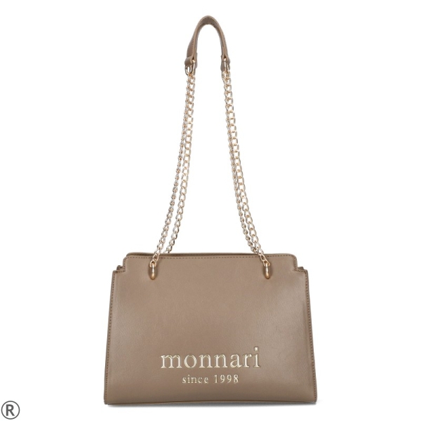 Бежова дамска чанта с преграда- Monnari Beige 11129
