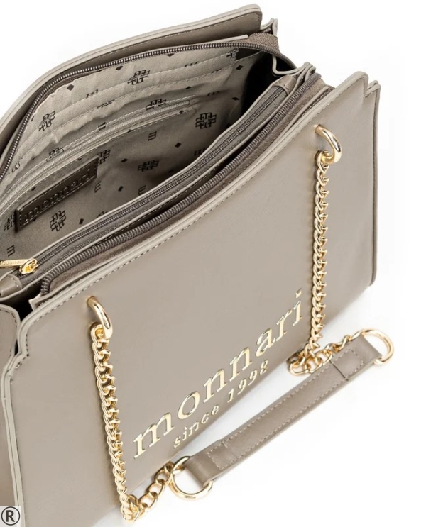 Бежова дамска чанта с преграда- Monnari Beige 11129