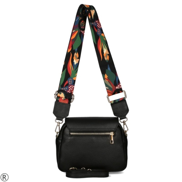 Черна чанта през рамо от естествена кожа- EGO Black 11137