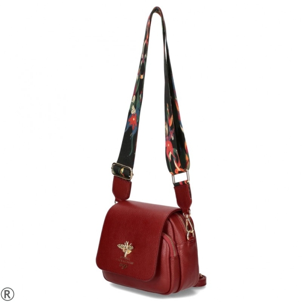 Чанта през рамо в цвят бордо от естествена кожа- EGO 11139