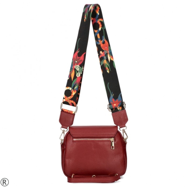 Чанта през рамо в цвят бордо от естествена кожа- EGO 11139