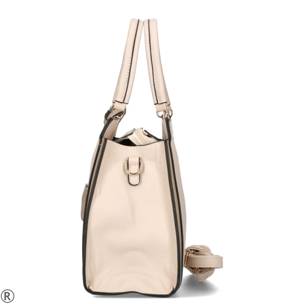 Твърда бежова чанта с три отделения- Gallantry Beig 11168