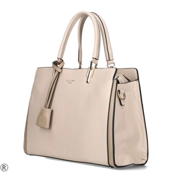 Твърда бежова чанта с три отделения- Gallantry Beig 11168