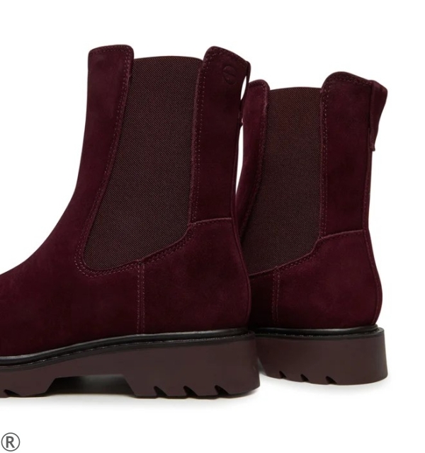 Дамски боти цвят бордо от естествен велур- Tamaris 11177