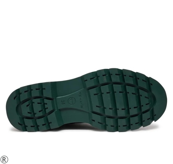 Зелени боти от естествен велур с връзки- Tamaris Green 11179