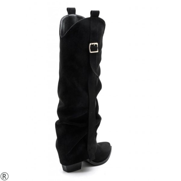 Черни каубойски ботуши с катарама- Rita Black 11184