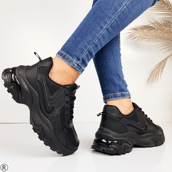 Черни дамски маратонки- Holi Black 11191