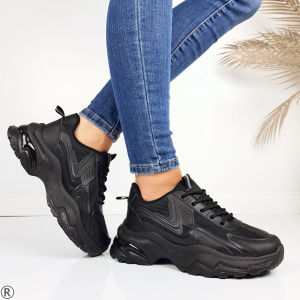 Черни дамски маратонки- Holi Black 11191