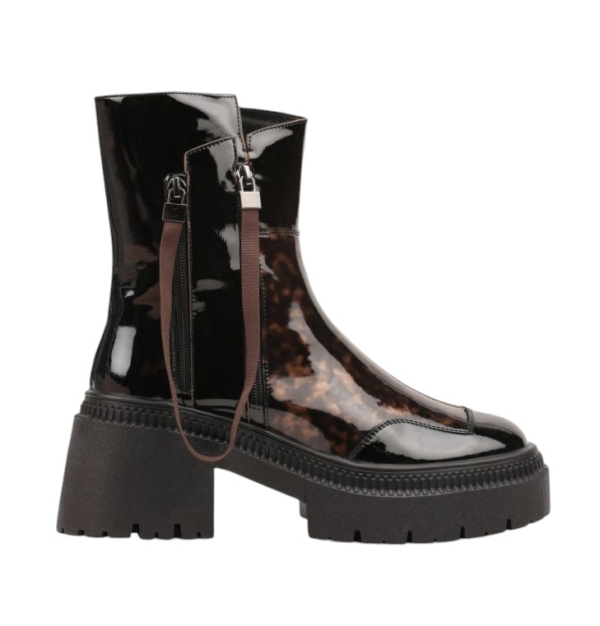 Боти на ток и платформа в черен и кафяв цвят- Brita Brown 11240