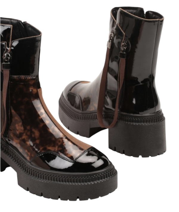 Боти на ток и платформа в черен и кафяв цвят- Brita Brown 11240