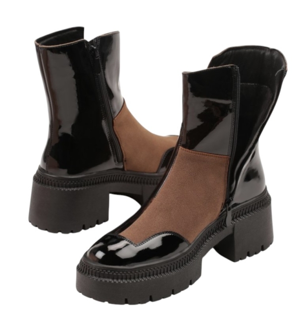 Боти на ток и платформа в черен и кафяв цвят- Brita Brown 11240